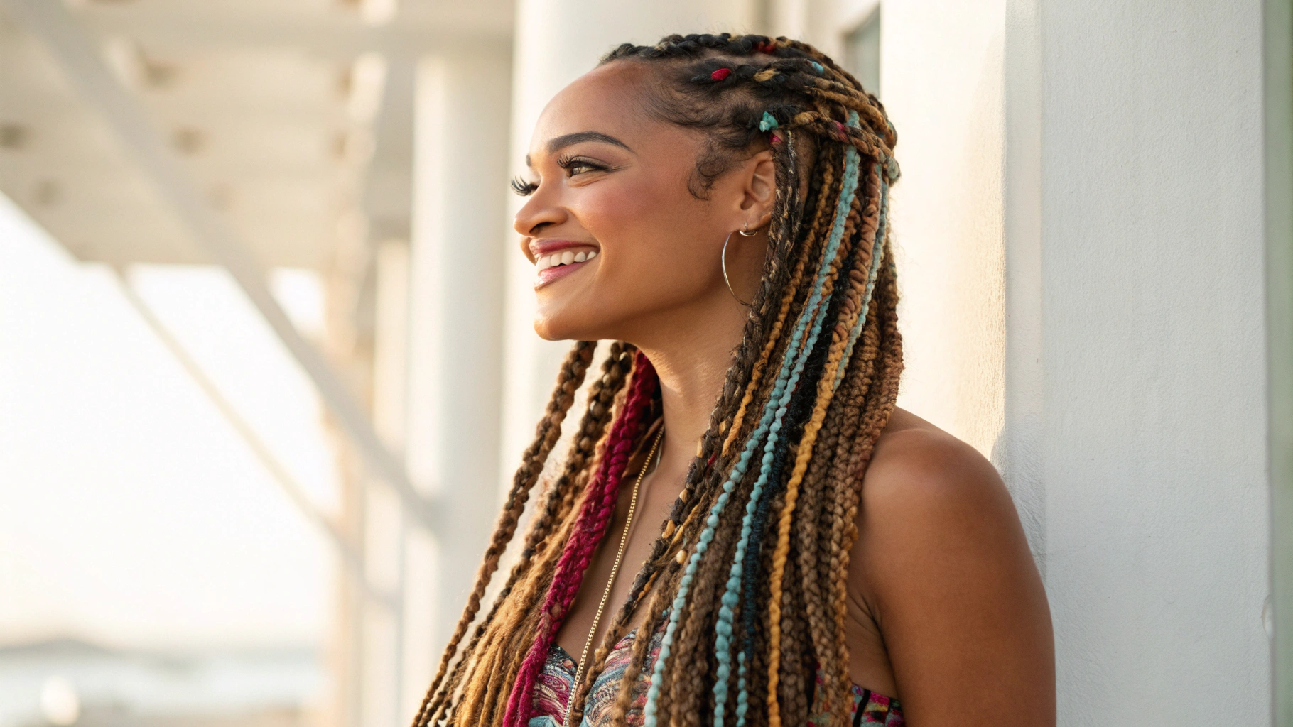 Woman with beautiful textured braids representing diverse hair styling